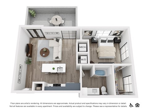 Floor plan for studio, 683 sqft